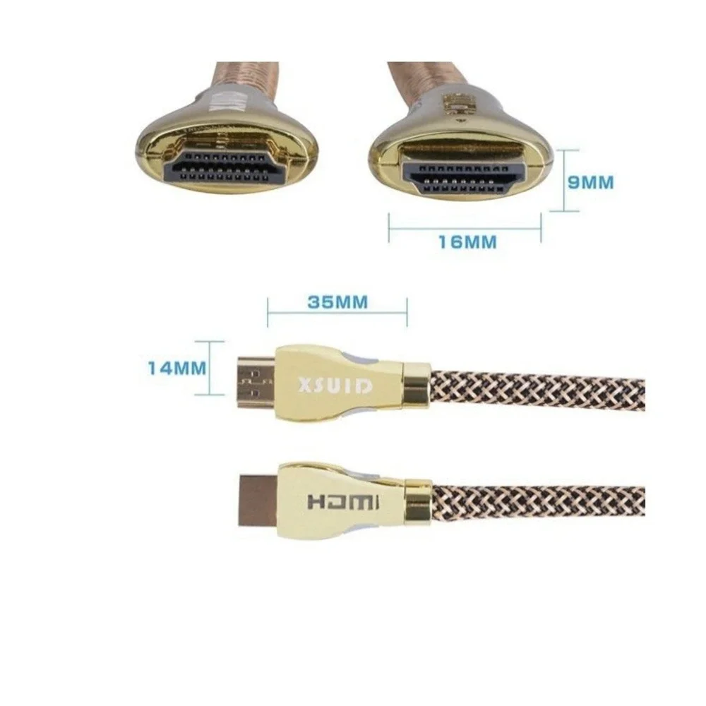 XSUID HDMI 2.0 Cable 3M 4K 60Hz LED Braided Gold Plated High Speed 30AWG Cord